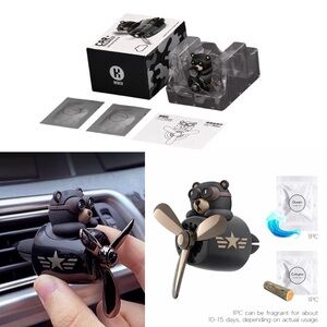 Pilot Bear Car Vent Air Freshener Clip – Rotating Propeller Dashboard Accessory